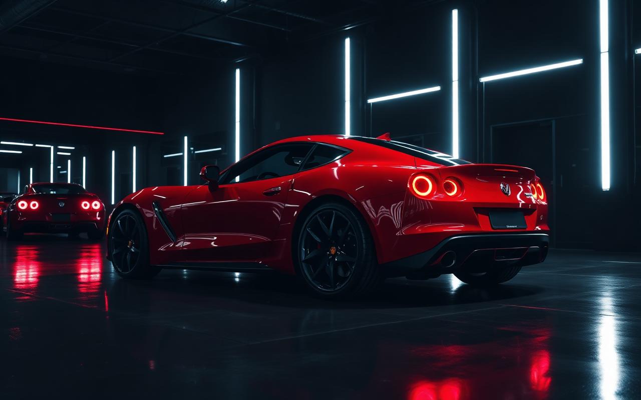 Kırmızı Spor Otomobil — Auto Showroom ile işlenmiş fotoğraf